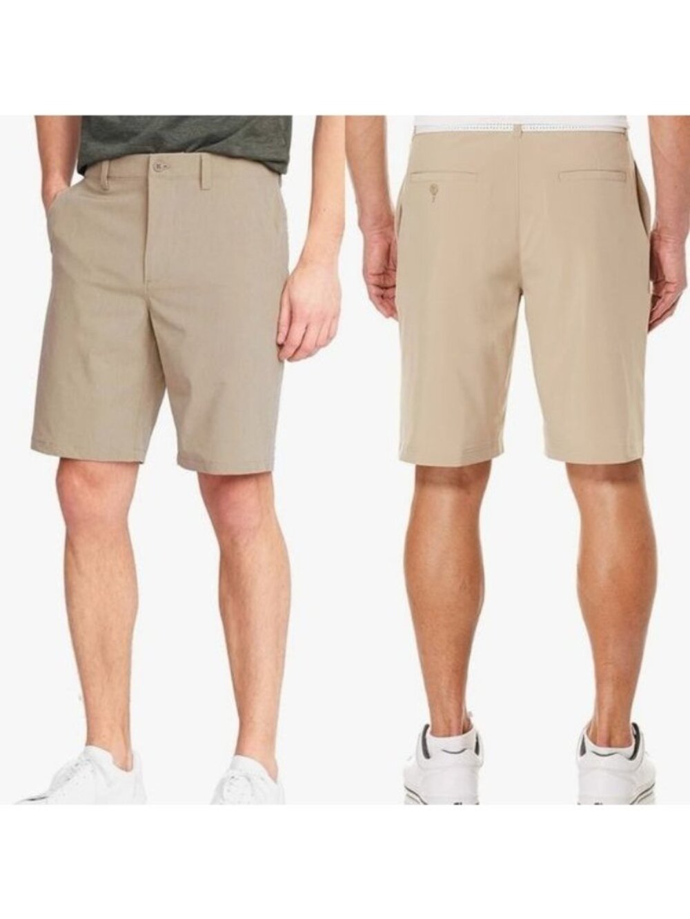 Ben Hogan Performance Shorts Size 42 Chinchilla Khaki Flat Front Athletic NWT